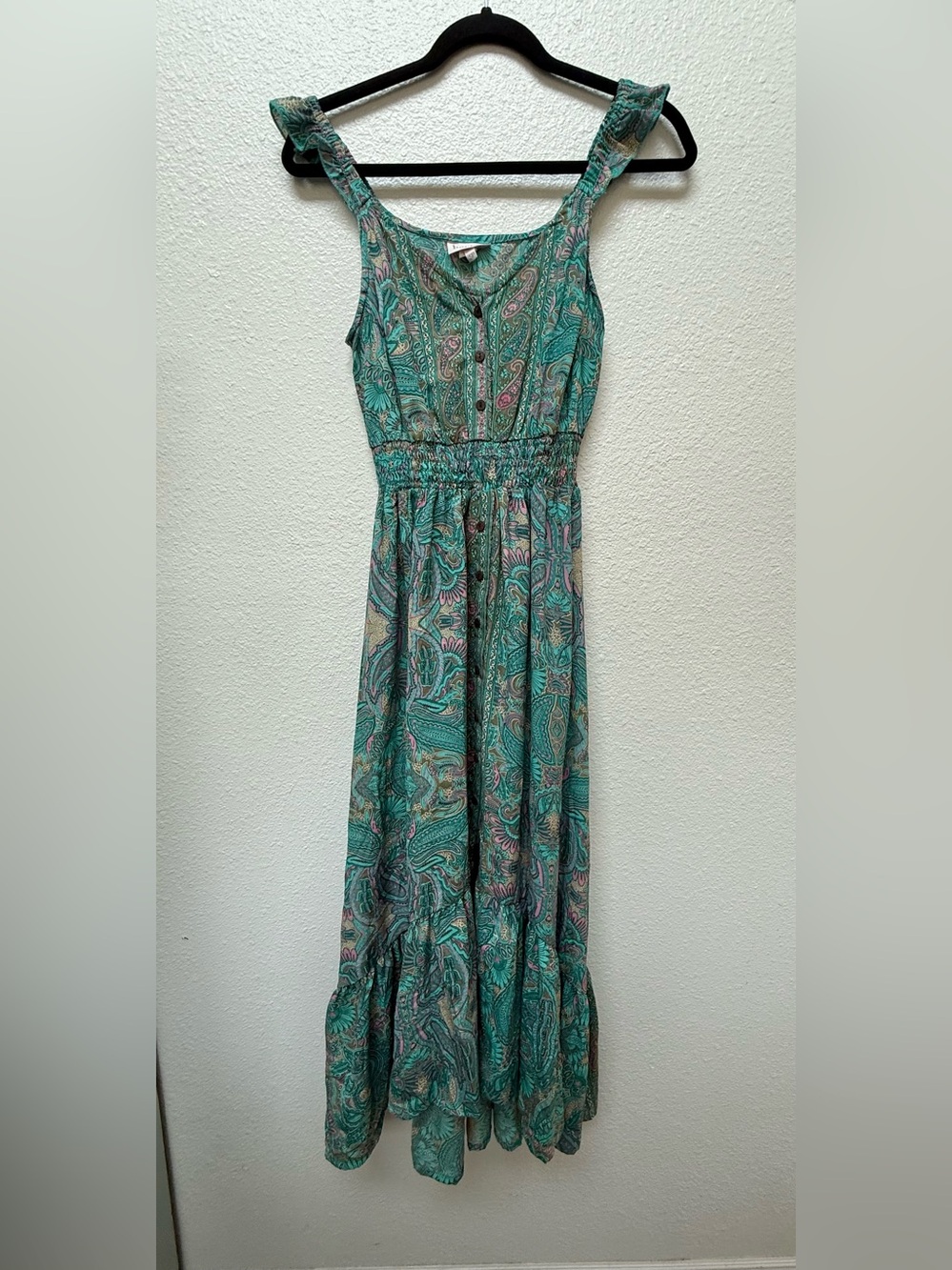 Anthropologie Boemo Turquoise and Pink Paisley Maxi Dress